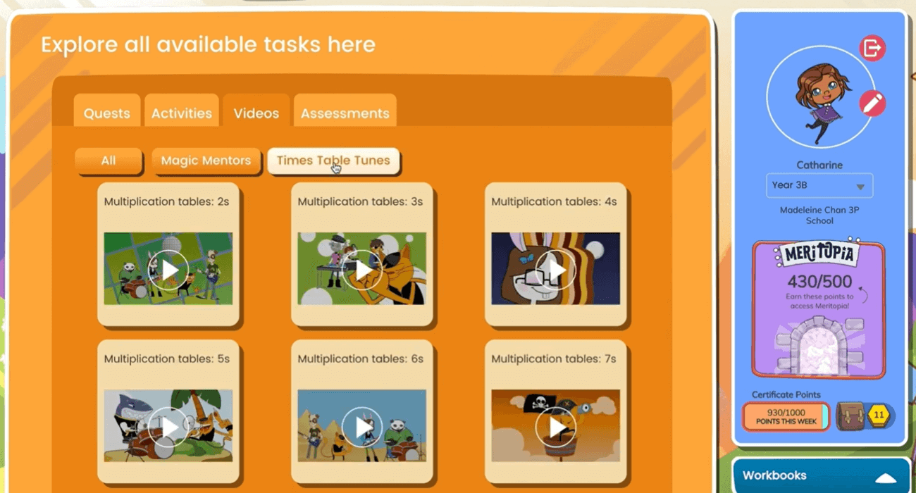 Times Tables Toons in Mathletics